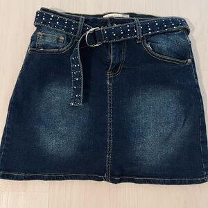 Angels Dark Blue Denim Mini Skort with Studded Belt